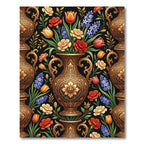 Gilded Floral Vase Vintage Composition Rug