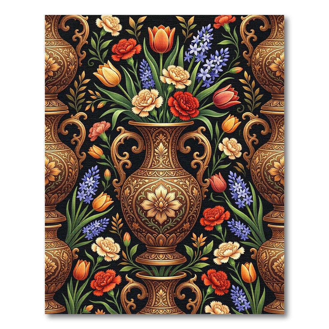 Gilded Floral Vase Vintage Composition Rug