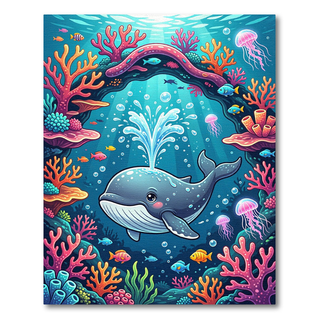 Vibrant Underwater Whale Coral Reef Rug