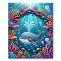Vibrant Underwater Whale Coral Reef Rug