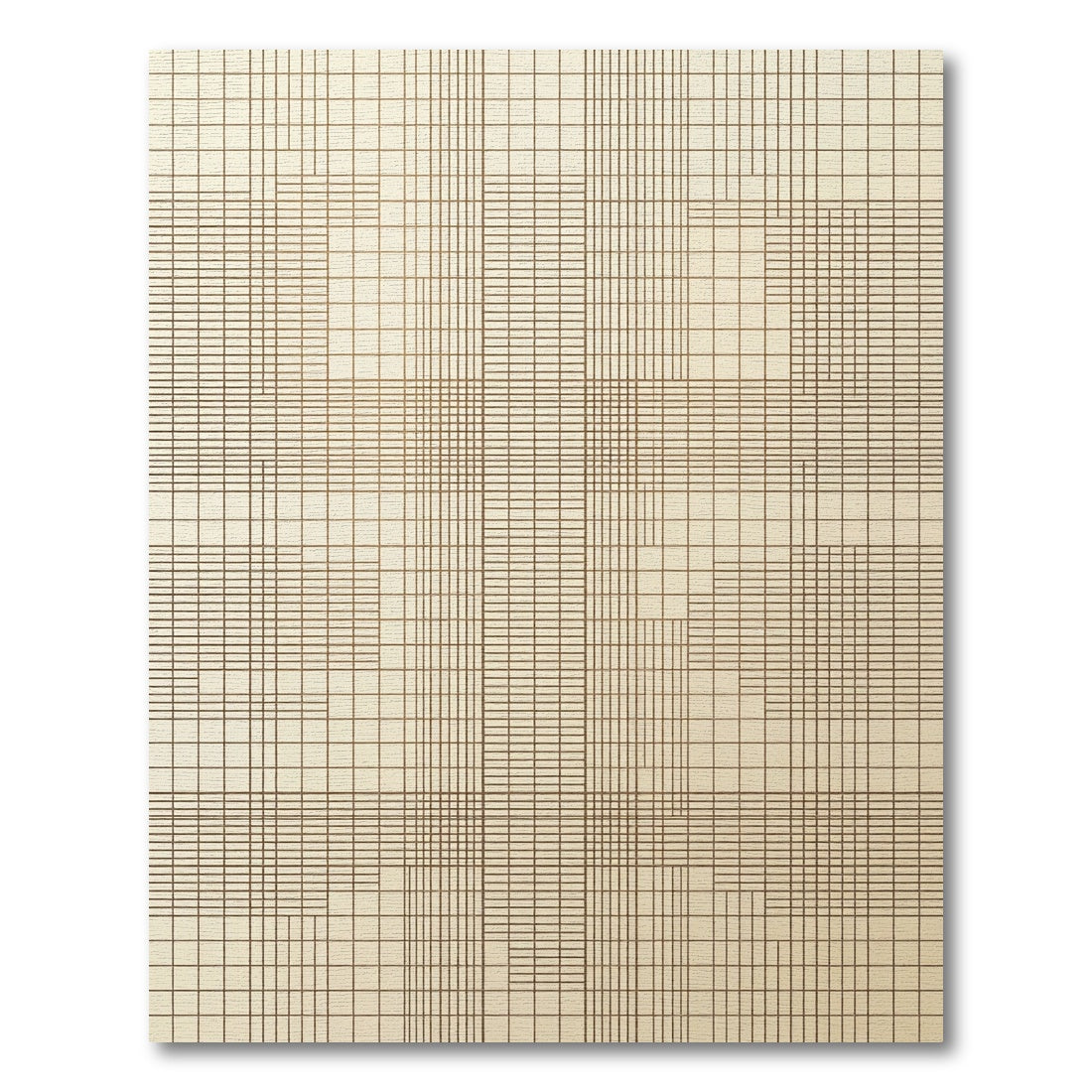 Minimalist Cream Grid Geometric Rug