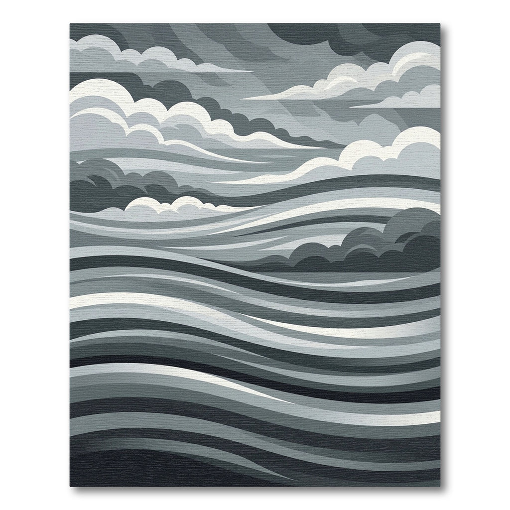 Monochrome Abstract Stormy Ocean Wave Rug