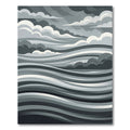 Monochrome Abstract Stormy Ocean Wave Rug
