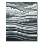 Monochrome Abstract Stormy Ocean Wave Rug