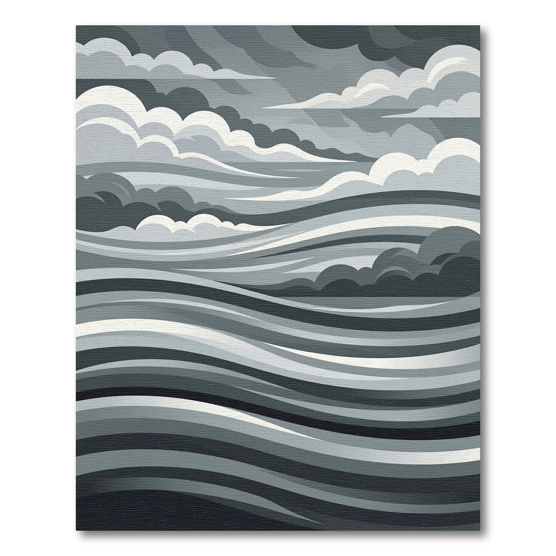 Monochrome Abstract Stormy Ocean Wave Rug