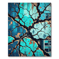 Cracked Teal Textured Organic Cracks Rug