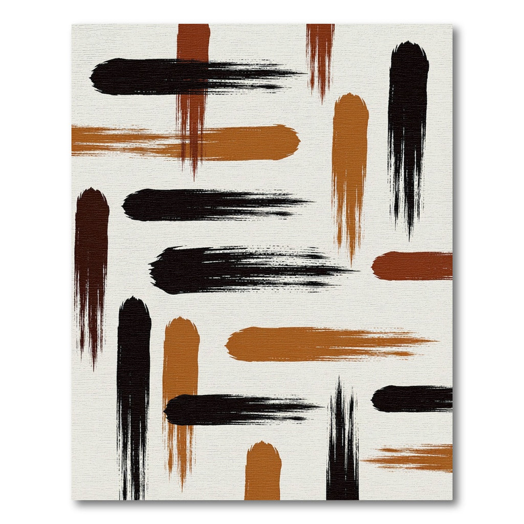 Modern Earthy Brown Black Abstract Brushstroke Rug