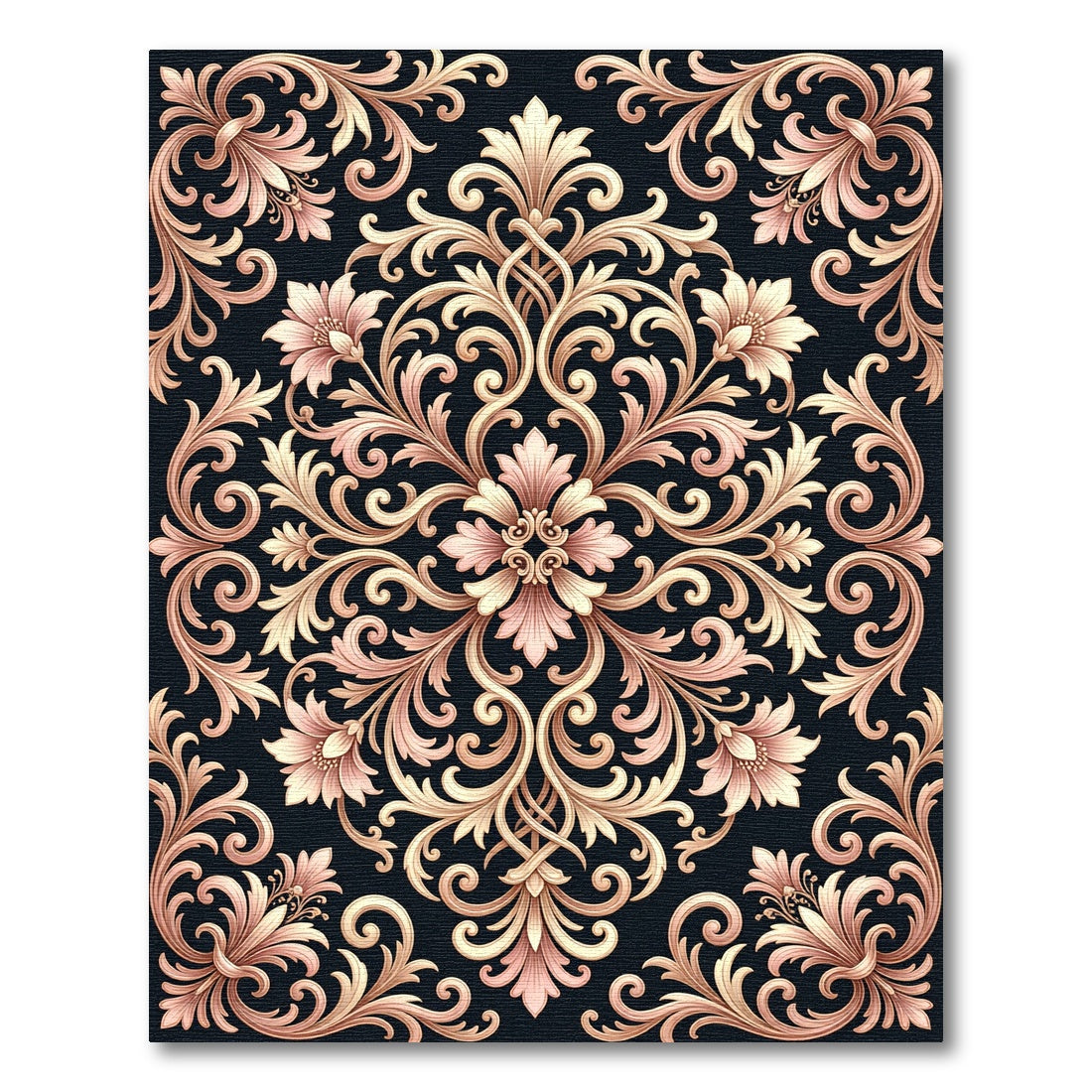 Elaborate Beige Floral Acanthus Swirls Rug