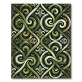 Olive Green Scrolling Damask Swirl Rug
