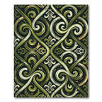 Olive Green Scrolling Damask Swirl Rug