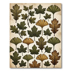 Earthy Autumnal Botanical Forest Leaf Collection Rug