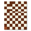 Classic Brown White Checkerboard Squares Rug