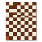 Classic Brown White Checkerboard Squares Rug