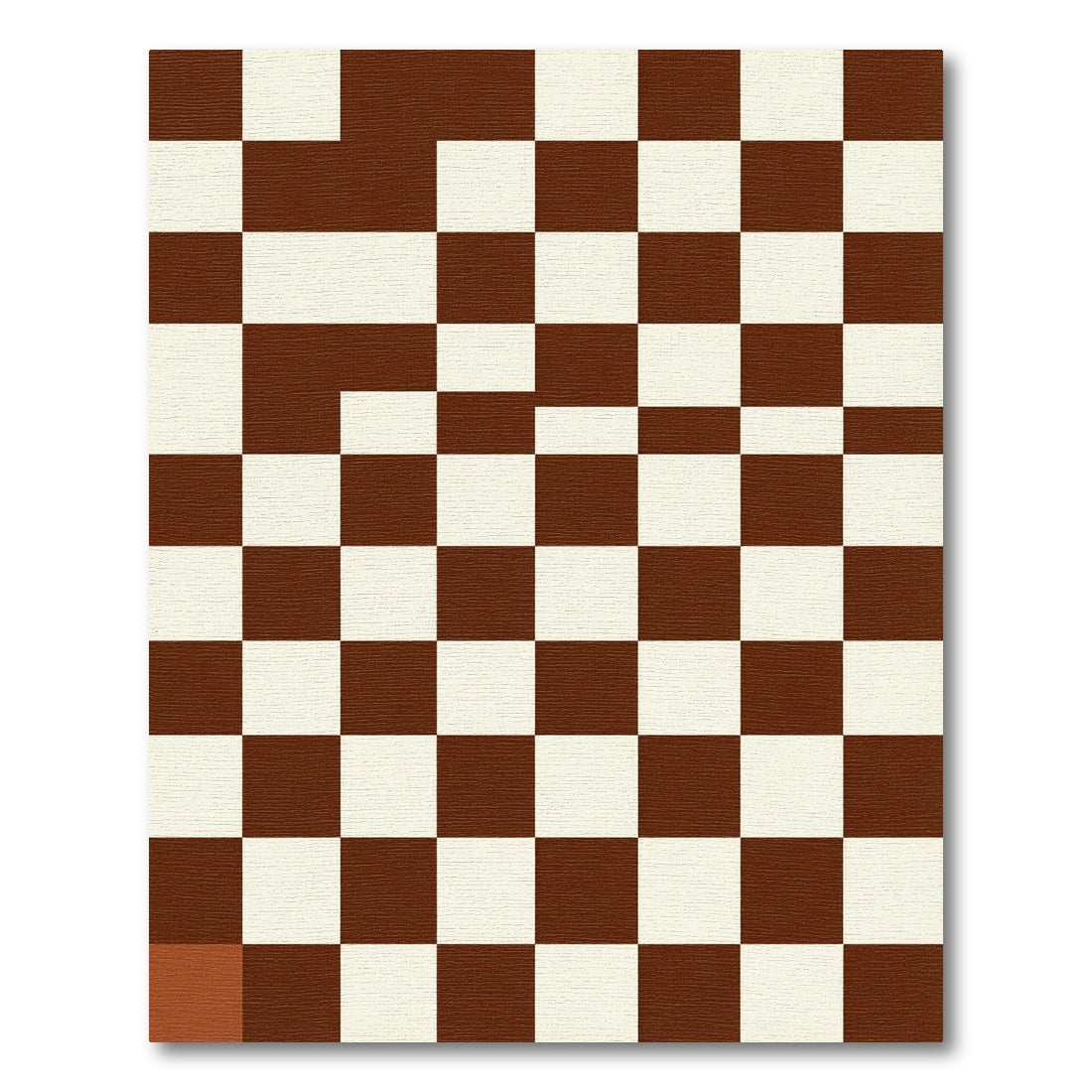 Classic Brown White Checkerboard Squares Rug