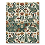 Forest Hare Mushroom Meadow Earthy Folk Rug