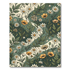 Earthy Green Floral Daisy Meadow Rug