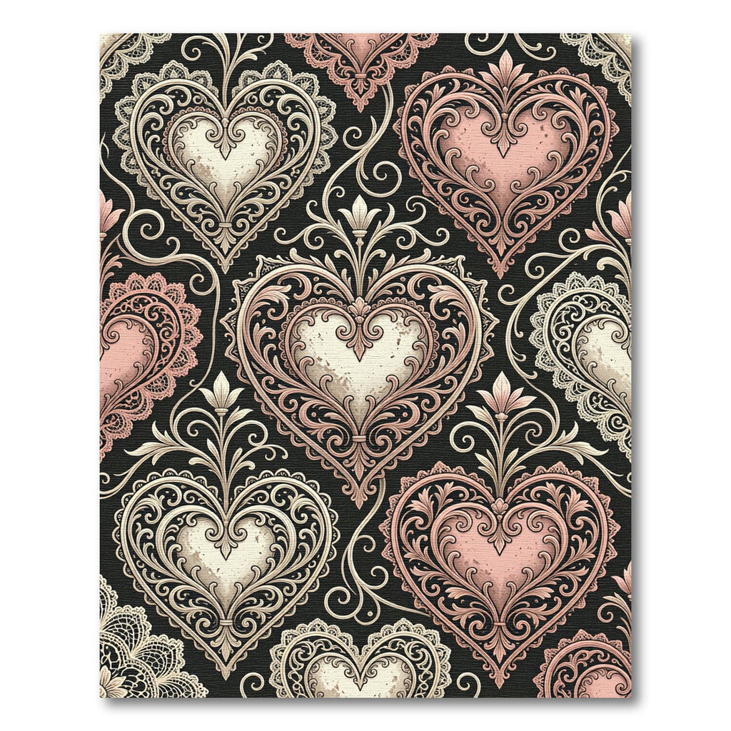 Vintage Pink Heart Filigree Rug
