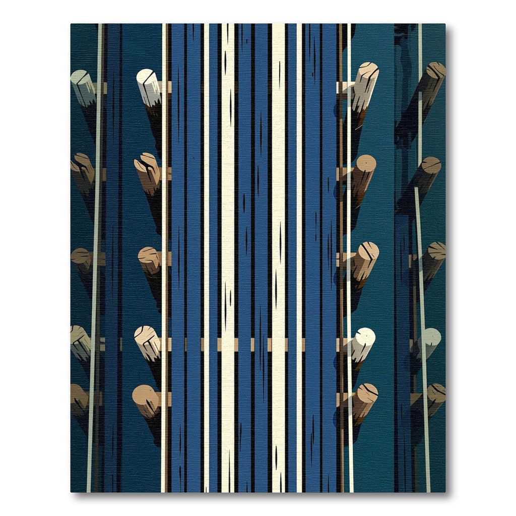 Modern Navy and Cream Vertical Stripe Rug