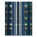 Modern Navy and Cream Vertical Stripe Rug
