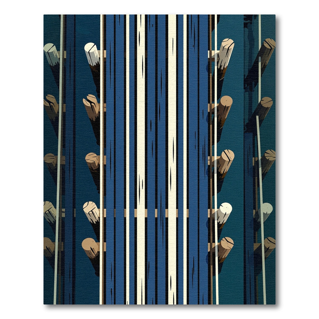 Modern Navy and Cream Vertical Stripe Rug