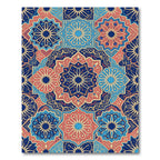 Ornate Navy Blue Floral Geometric Mandala Rug
