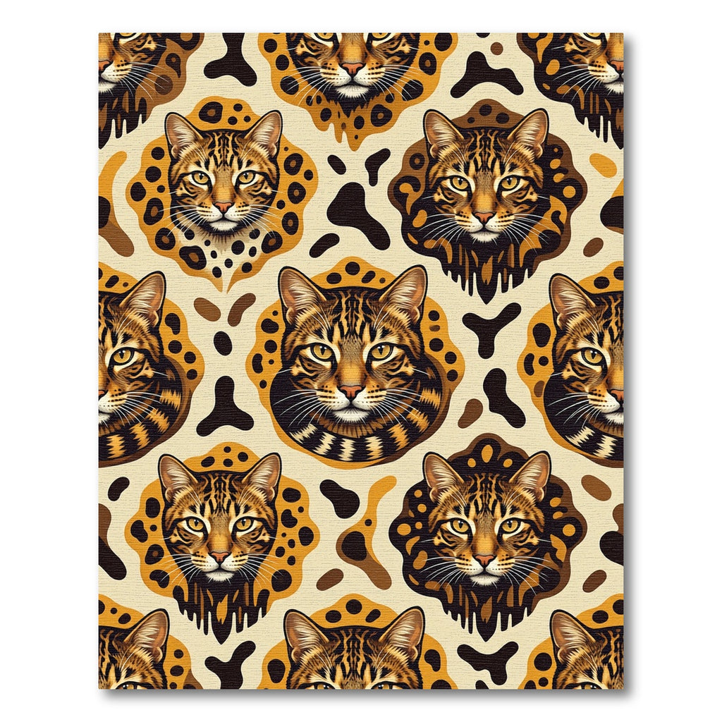Safari Cat Face Animal Print Rug
