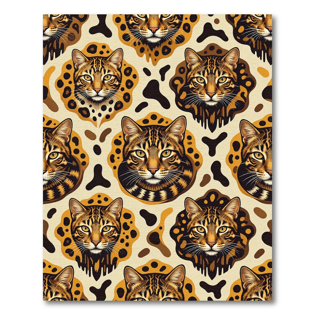 Safari Cat Face Animal Print Rug