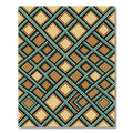 Geometric Sage and Tan Diamond Grid Rug