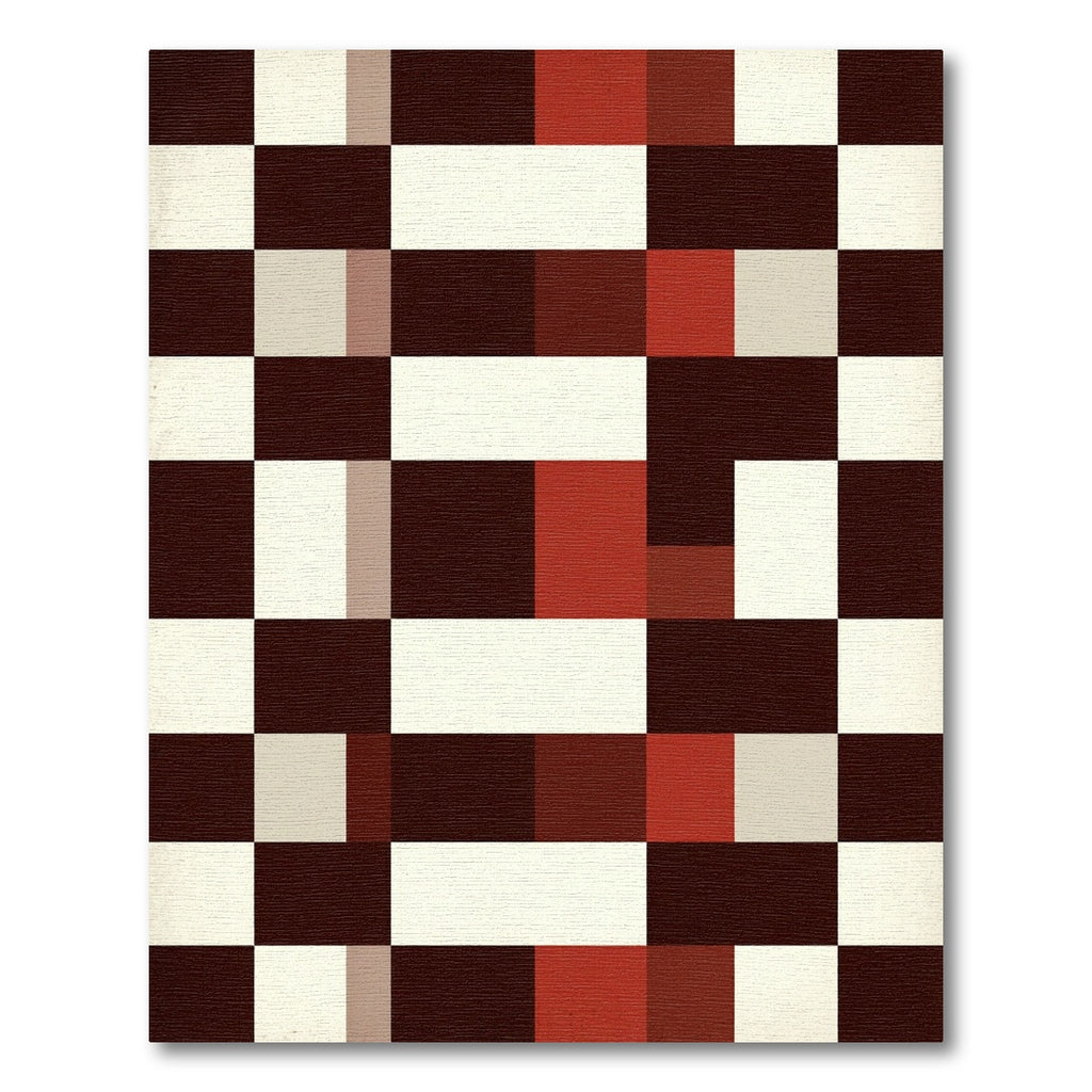 Modern Red Tan Geometric Blocks Rug