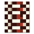 Modern Red Tan Geometric Blocks Rug