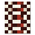 Modern Red Tan Geometric Blocks Rug