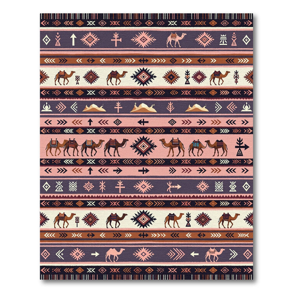 Tribal Camel Desert Landscape Rug