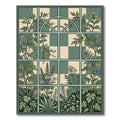 Green Floral Botanical Window Panes Rug