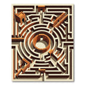 Terracotta Labyrinth Geometric Abstract Architectural Art Rug