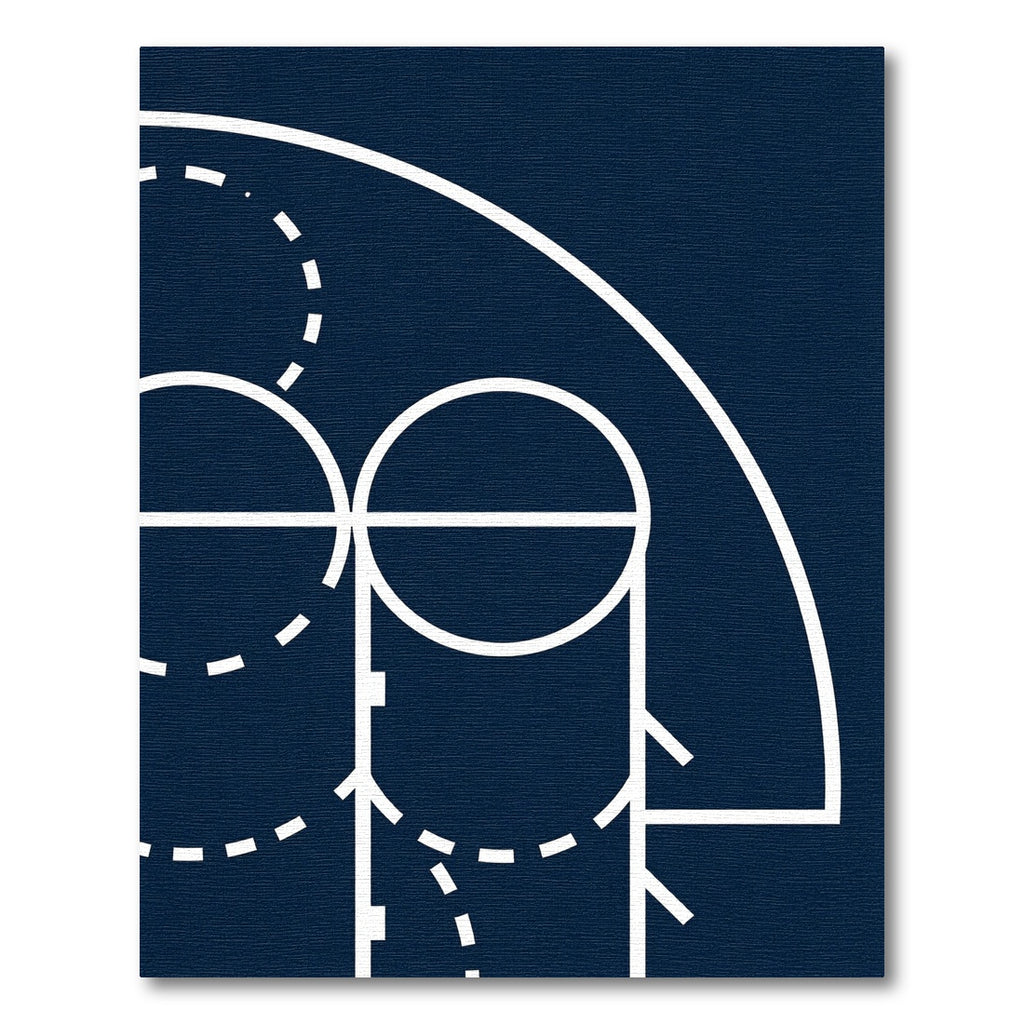 Minimalist Navy Geometric Circular Abstract Rug