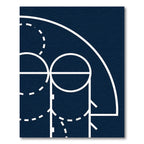 Minimalist Navy Geometric Circular Abstract Rug