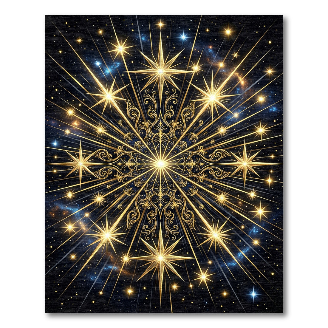 Celestial Gold Starry Art Nouveau Rug
