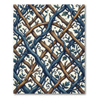 Blue Brown Twig Trellis Swirl Rug
