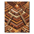 Terracotta Aztec Step Pyramid Geometric Rug