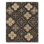 Elegant Gold Damask Quatrefoil Embossed Rug