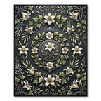 Elegant White Lily Floral Garland Rug
