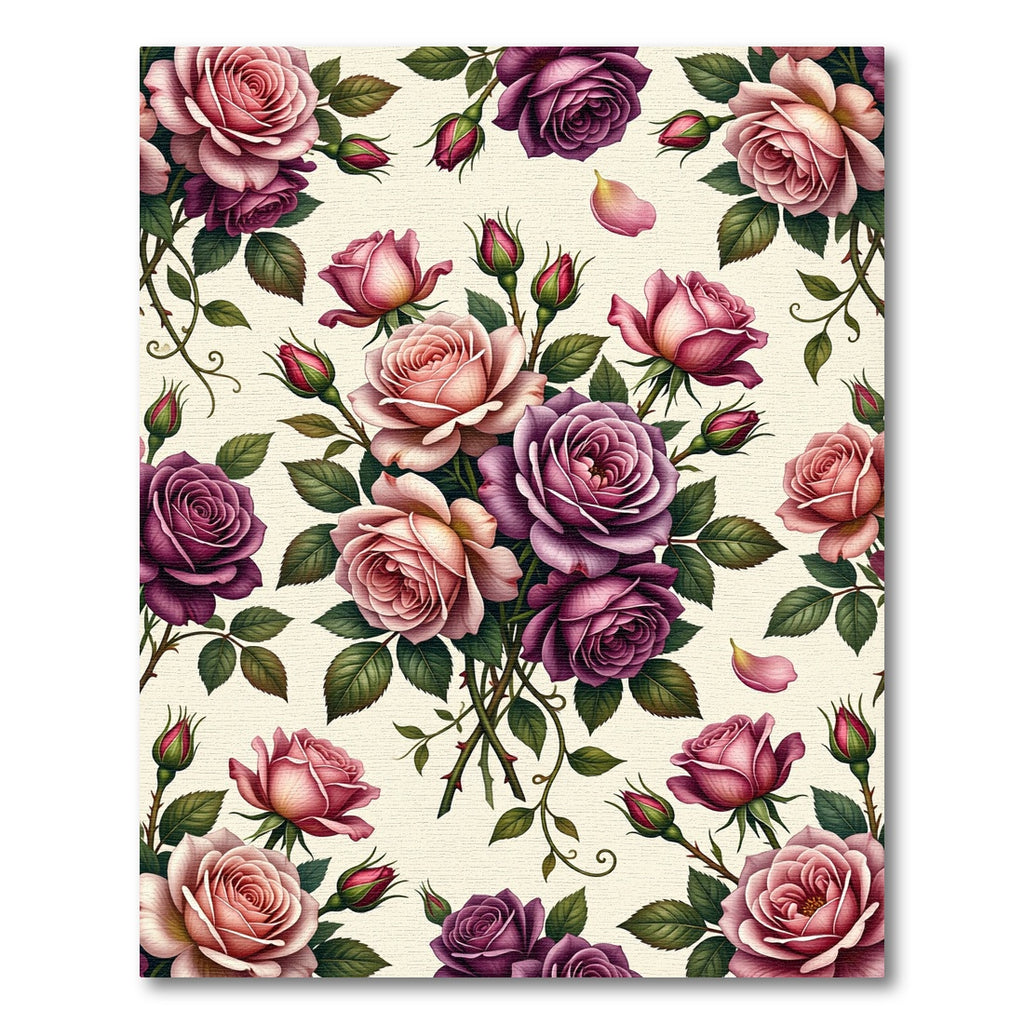 Romantic Pink and Purple Rose Bouquet Rug