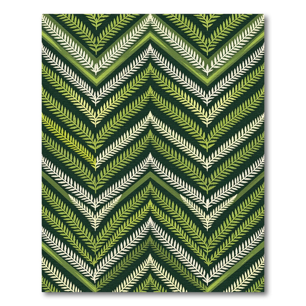Forest Green Zigzag Fern Pattern Rug