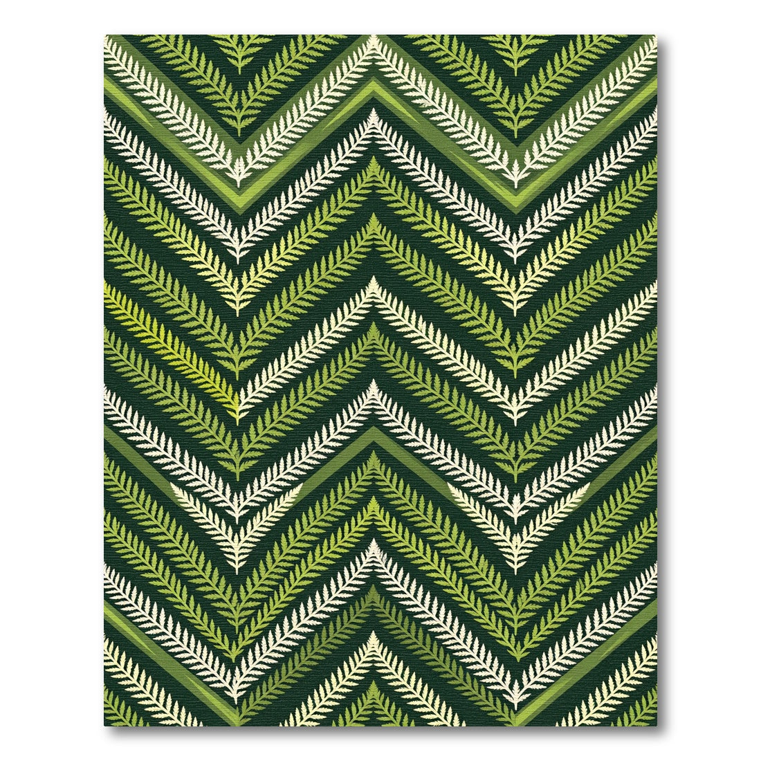 Forest Green Zigzag Fern Pattern Rug