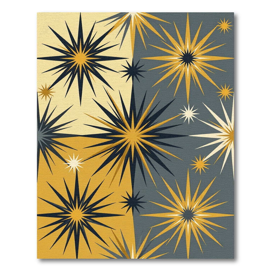 Mid-Century Golden Starburst Celestial Rug