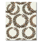 Earthy Green Orange Floral Wreath Rug