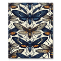 Dark Blue Golden Winged Insect Mosaic Rug