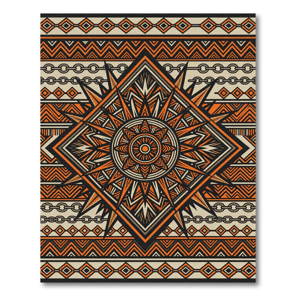 Tribal Geometric Diamond Orange Earthy Rug