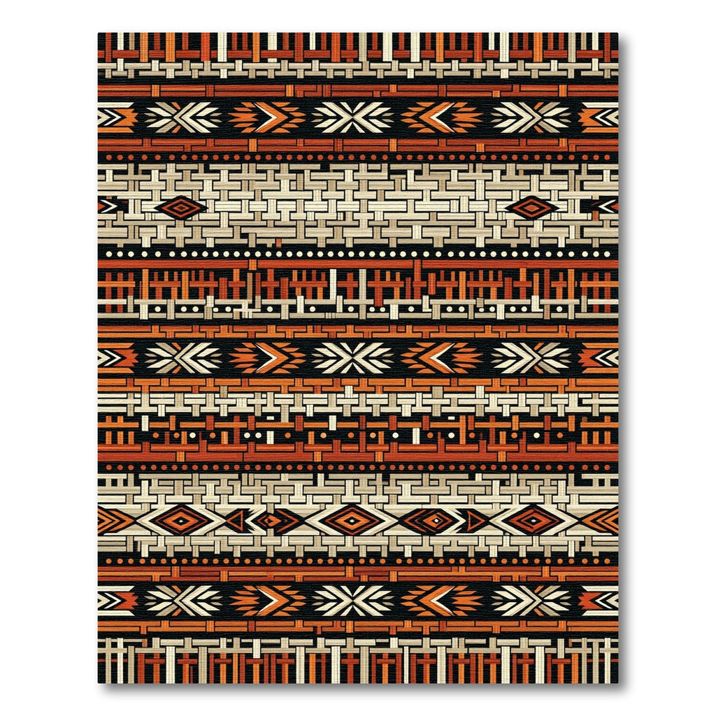 Geometric Terracotta Woven Earthy Stripe Rug