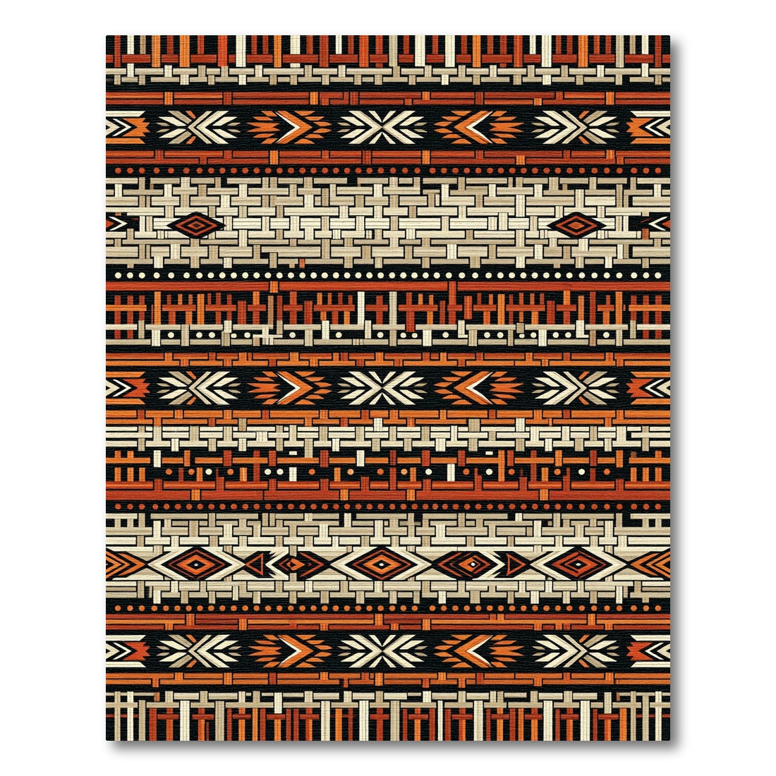 Geometric Terracotta Woven Earthy Stripe Rug